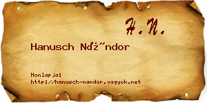 Hanusch Nándor névjegykártya